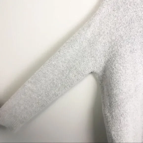 FOREVER 21 | Fuzzy Lace Up Sweater Light Gray & Black Women’s Size Large - Picture 6 of 8